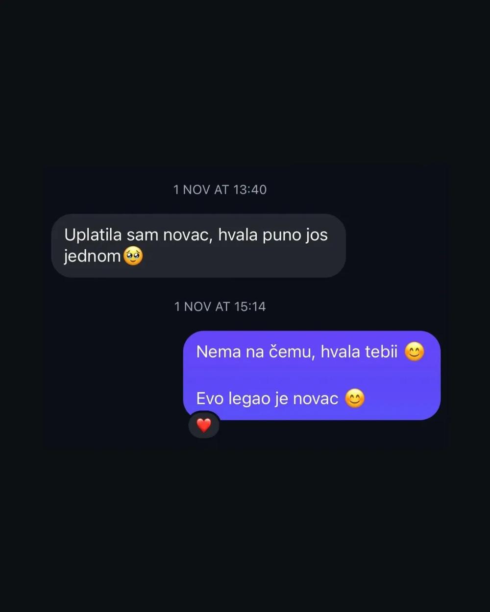 Screenshot poruke studenta o saradnji 5